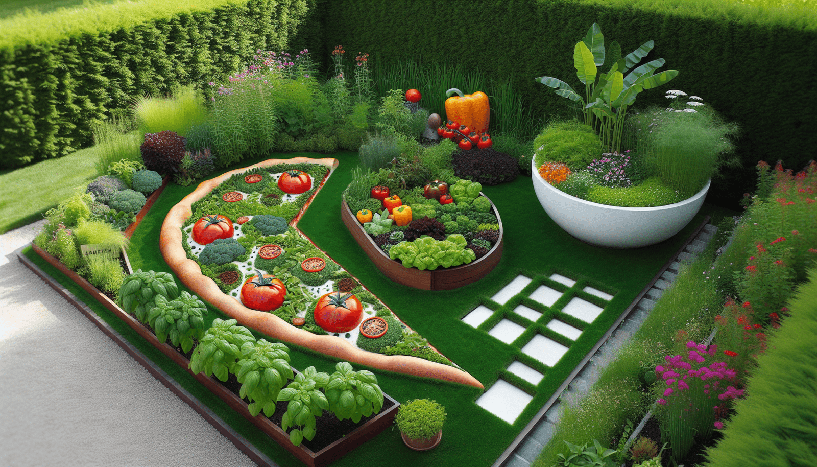 Themed Raised Beds (e.g., Pizza Garden, Salad Garden)